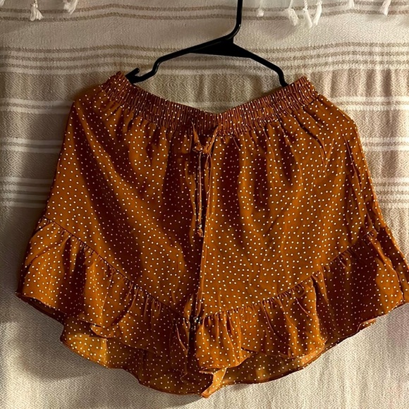 Crescent Brown Polka Dot Women's Shorts - Picture 2 of 7